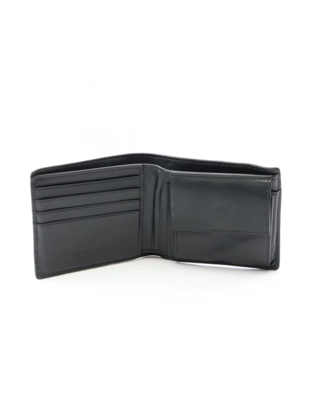 Bottega Veneta Bifold Wallet Intrecciato Black Leather